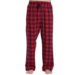 Men's 100% Cotton Super Soft Flannel Plaid Pajama Pants Red Tartan Medium